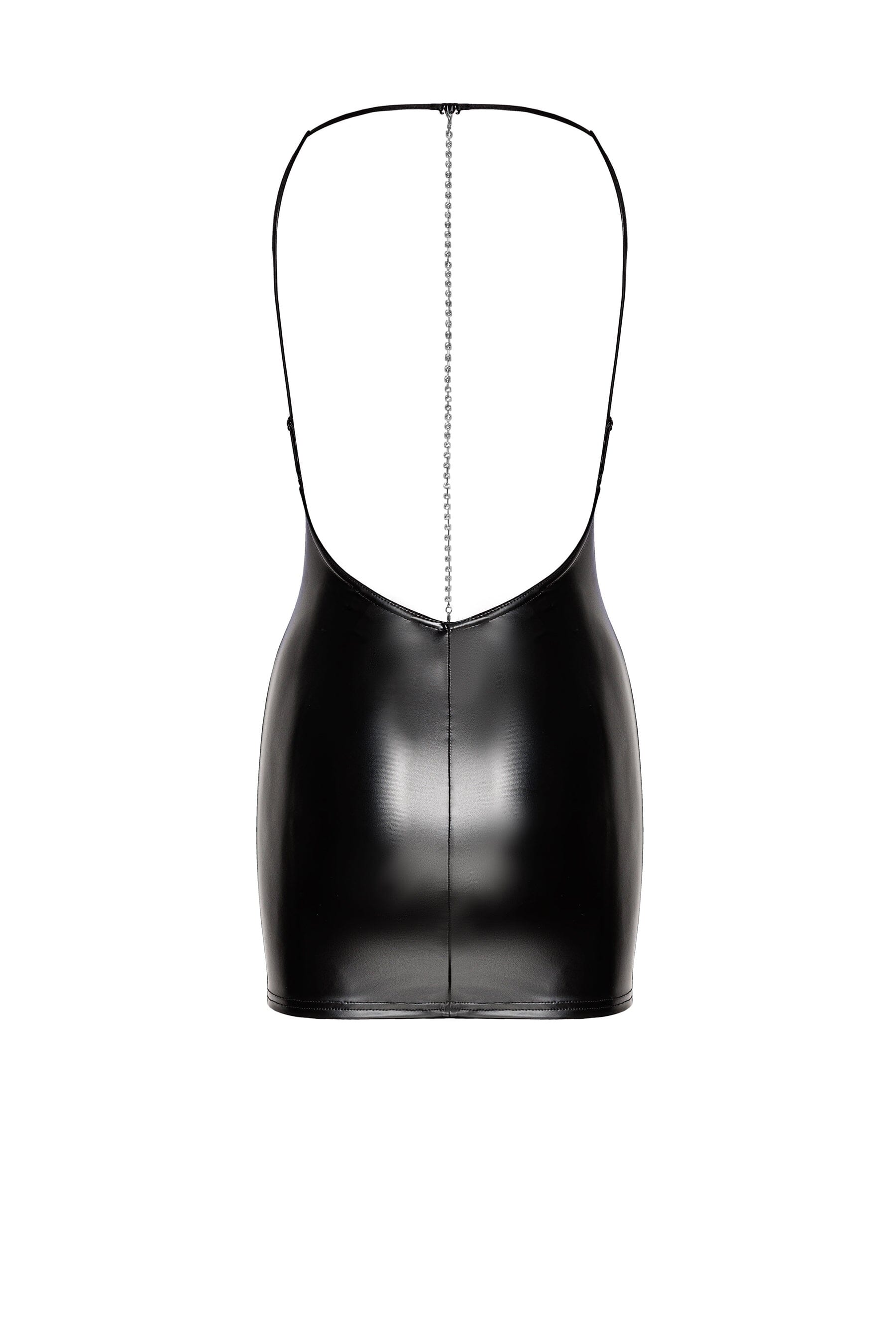 Mirage Wetlook Mini Party Dress Adorned With Jewelry-Like Rhinestone Chain