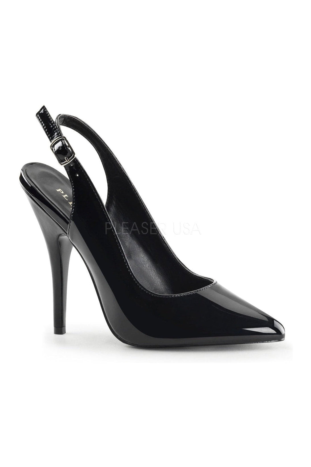Black Patent SEDUCE-317 Women's Closed Toe Sling Back Pump Shoes