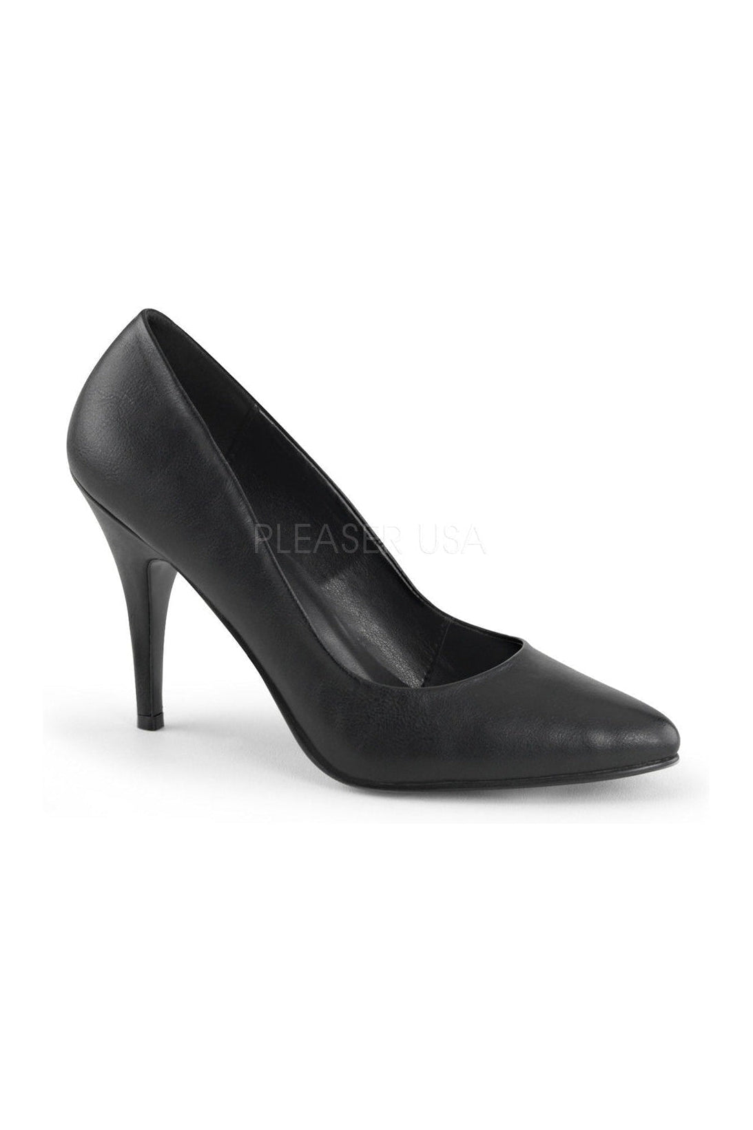 Black Faux Leather Classic Vanity 420 Pumps for Women