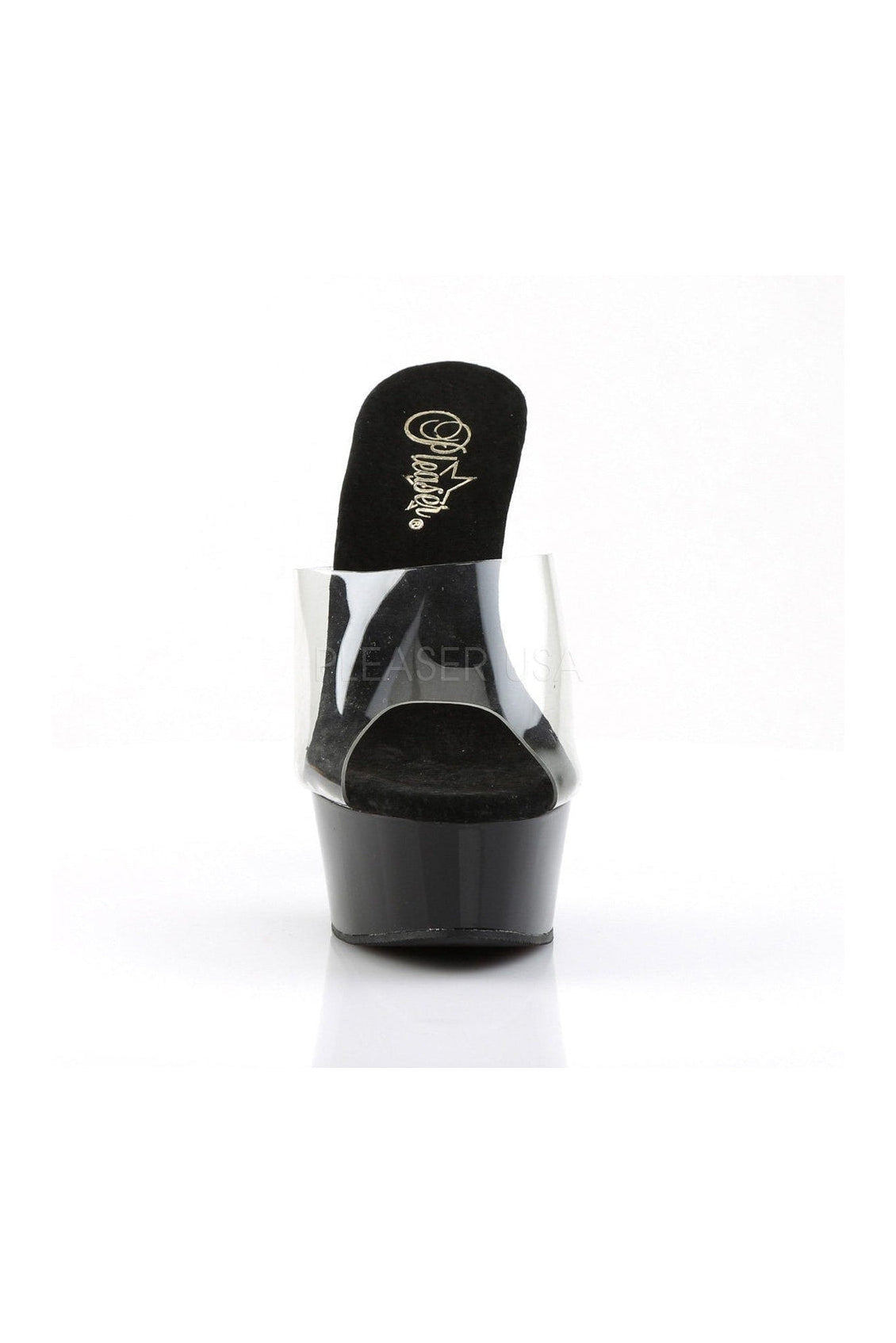 Stylish Black Vinyl DELIGHT - 601 Platform Slide Sandals