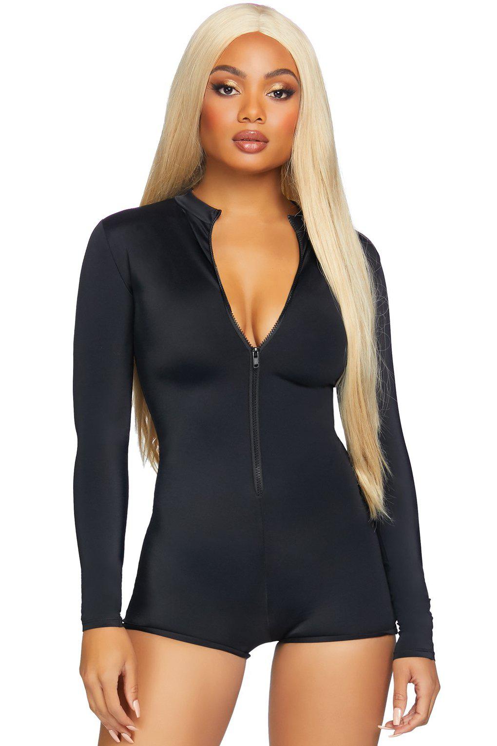 Leg Avenue Long - Sleeved Zipper - Front Romper for Fashionable Wear