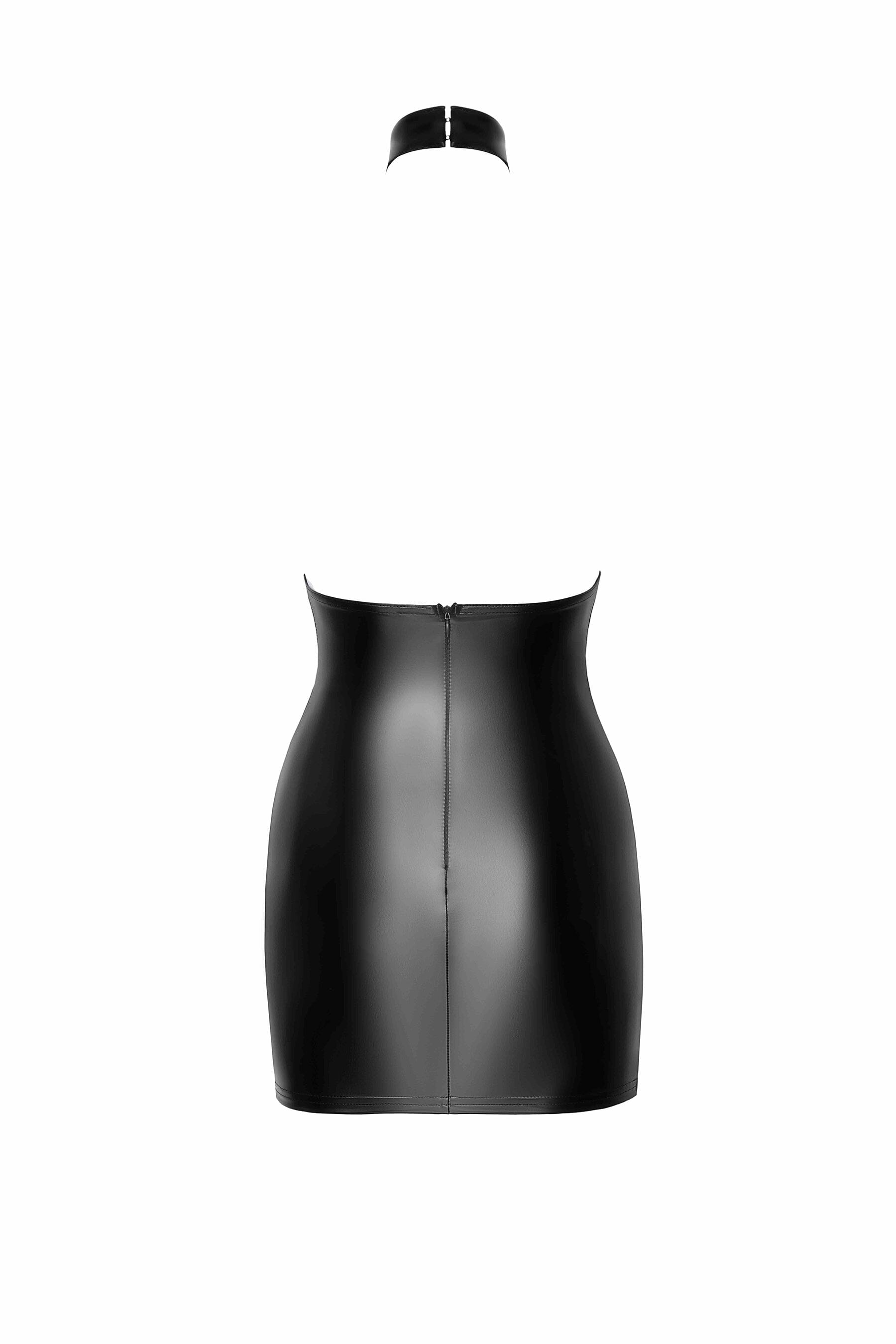 Eros Mini Halter Style Dress Crafted from Flocked Mesh Fabric and Wetlook Material
