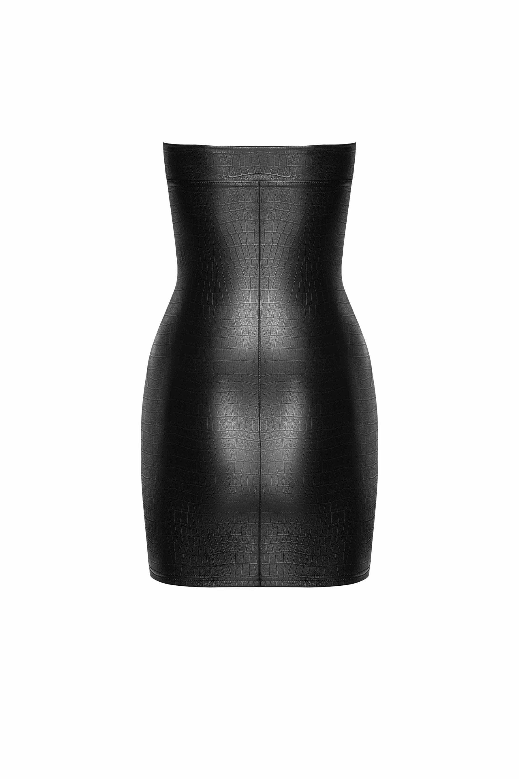 Exquisite Wild Crocodile - Printed Wet - look Strapless Mini Dress
