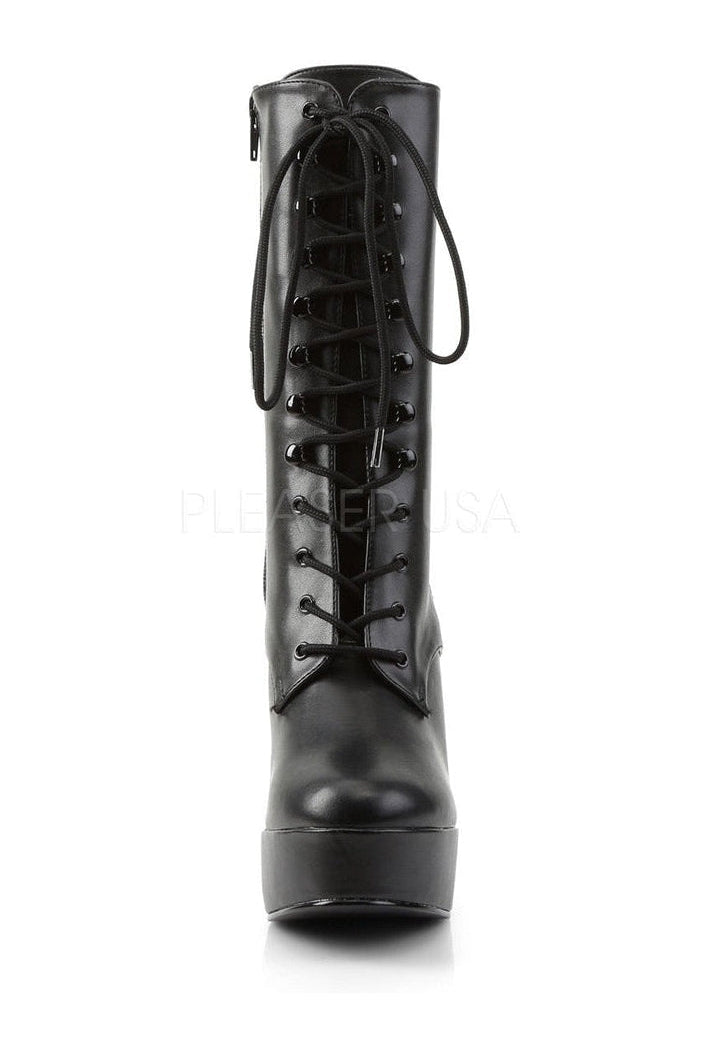 Pleaser ELECTRA-1020 Ankle Platform Boots in Black Faux Leather