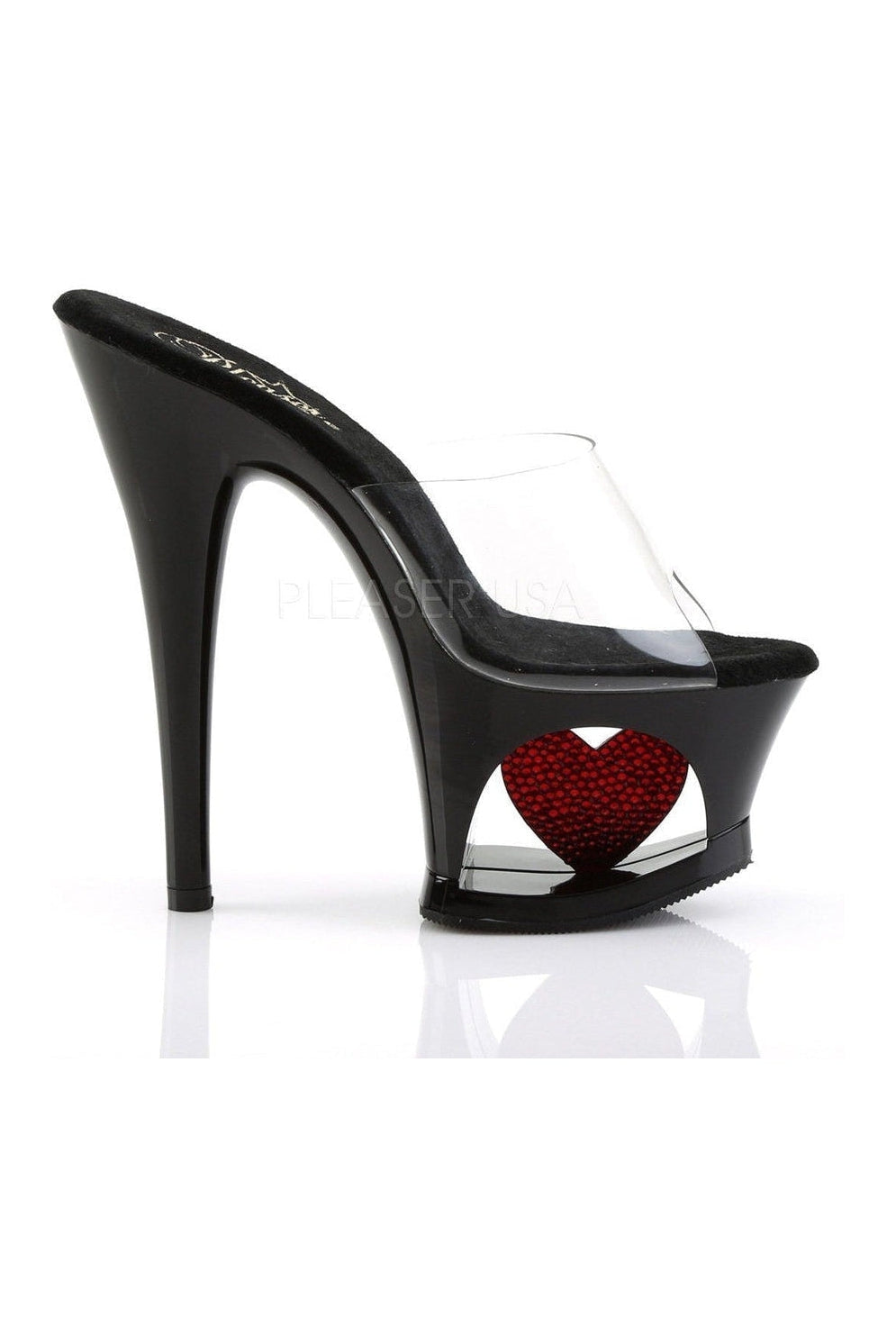 Black Vinyl MOON-701HRS High Heel Platform Slide Sandals