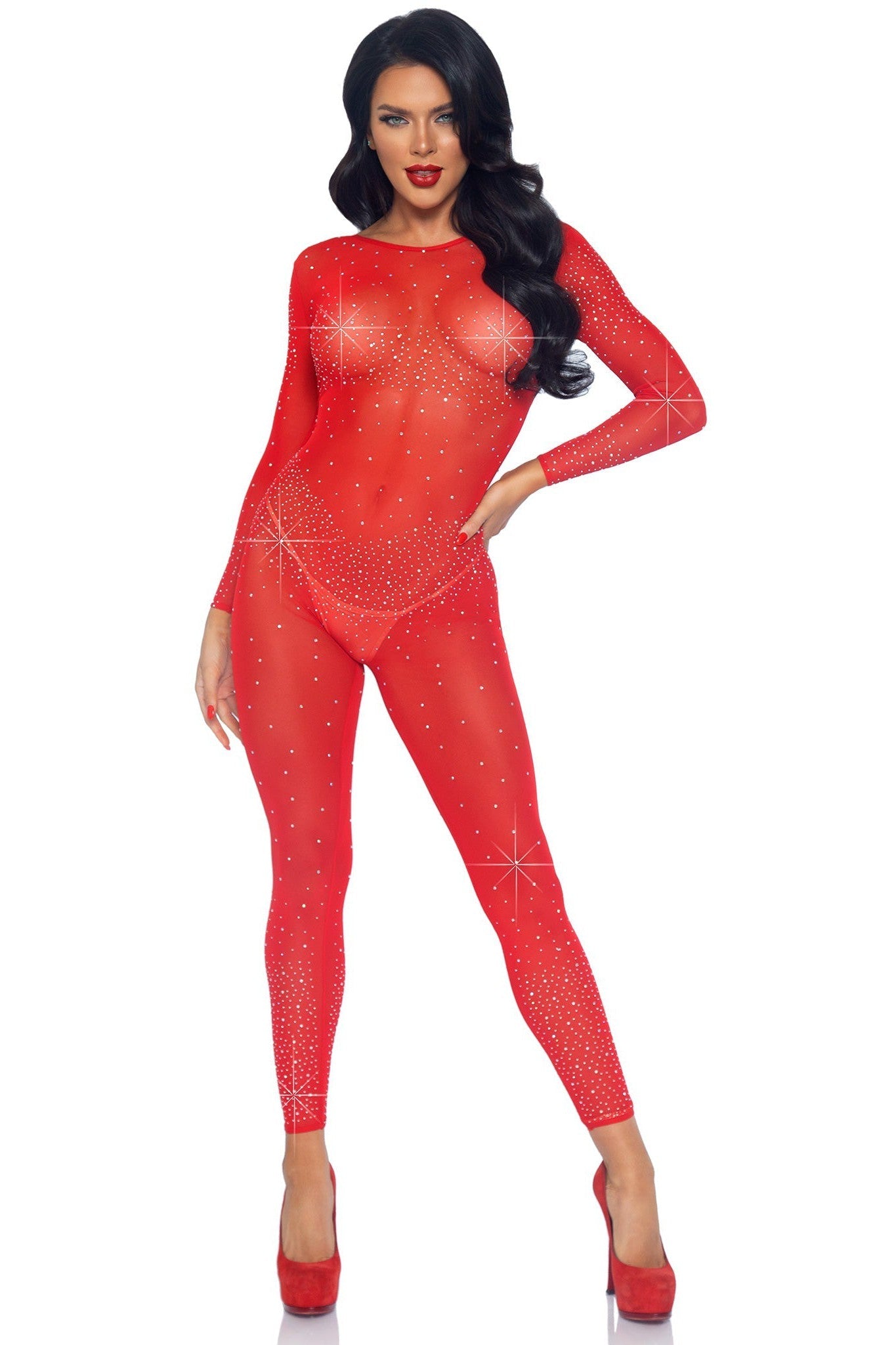 Stunning Sheer Rhinestone Bodysuit for Fashion Lovers