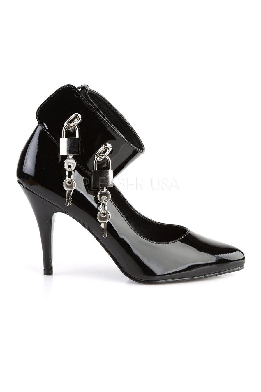 Stylish Black Patent Vanity-434 Ankle Cuff Pump with 4' Heel