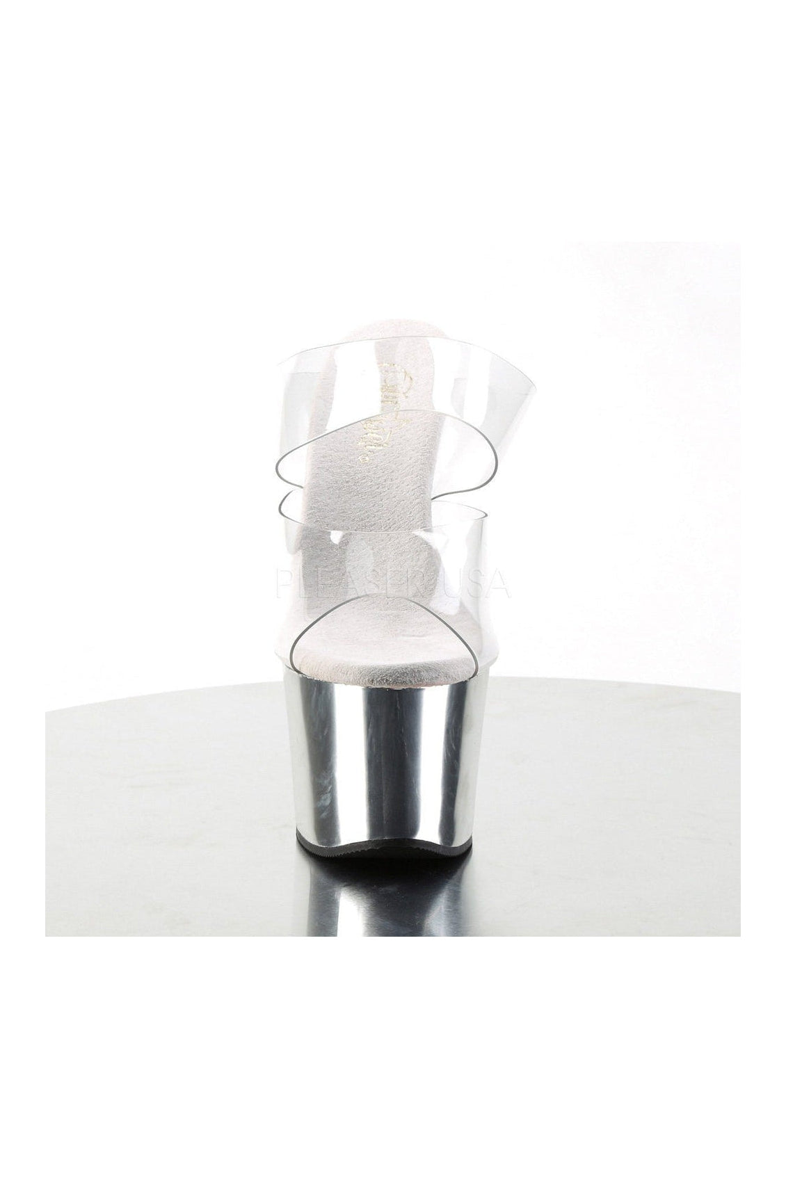 Clear Vinyl SKY - 302 Platform Slide Sandals with Distinct Heel and Platform