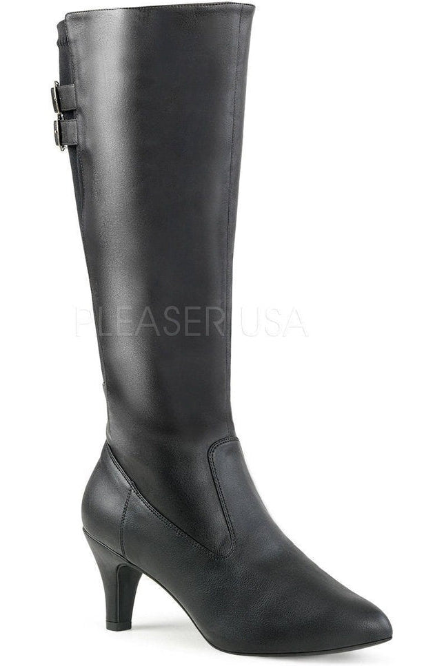 2018 Black Faux Leather Knee-High Boots with Stylish Design