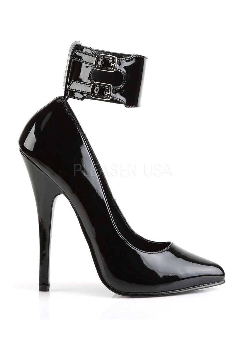 Stylish DOMINA-434 Black Patent High Heel Pump Shoes with Interchangeable Ankle Cuffs