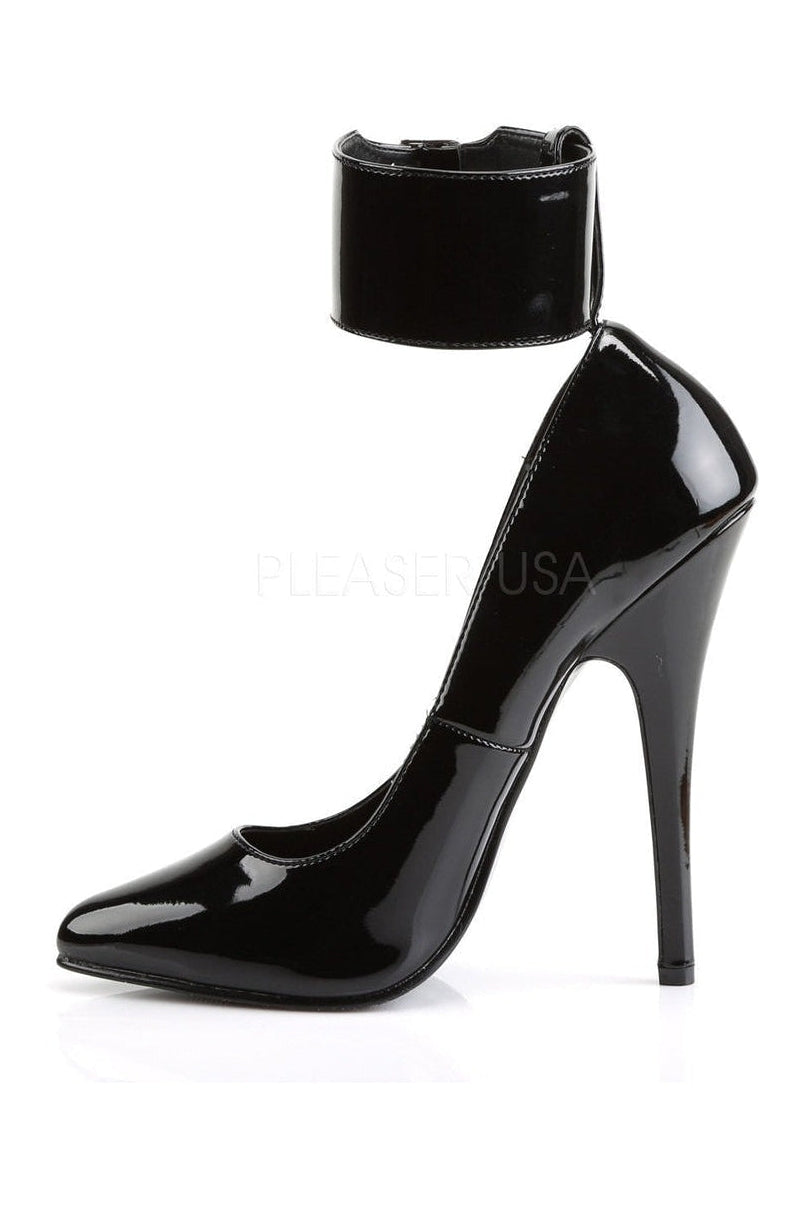 Stylish DOMINA-434 Black Patent High Heel Pump Shoes with Interchangeable Ankle Cuffs