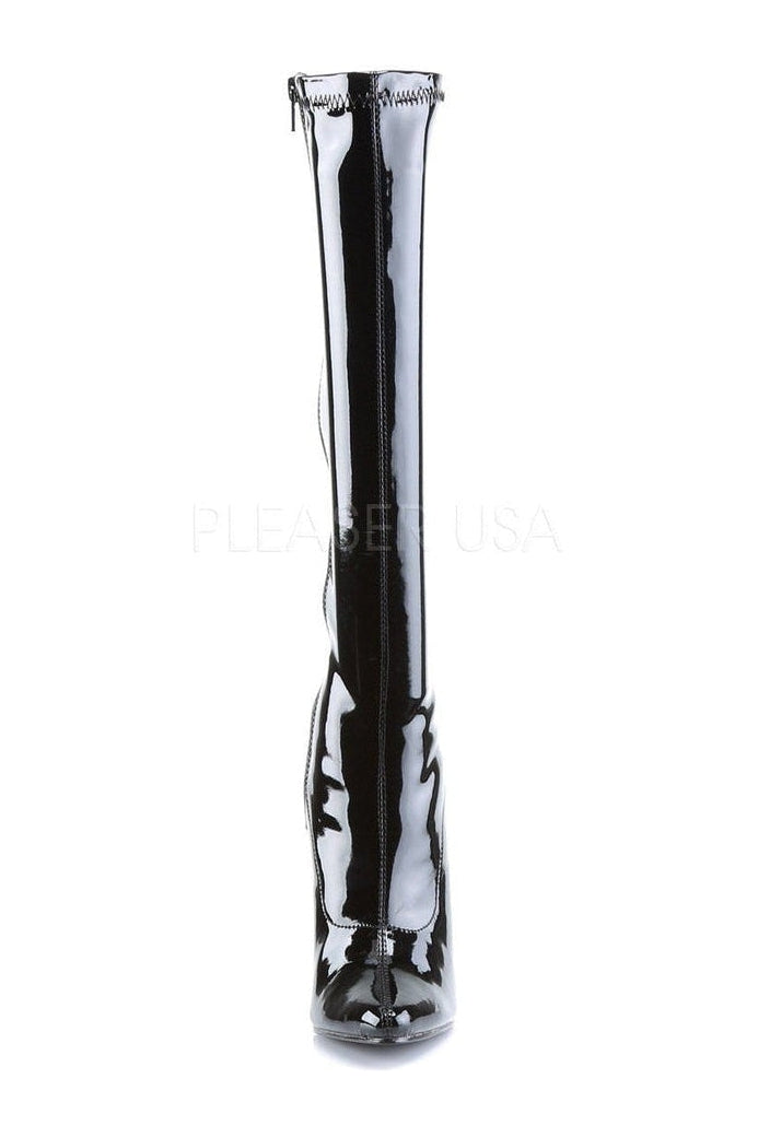 Black Patent Leather DOMINA - 2000 Knee - High Stretch Boots for Stylish Wear