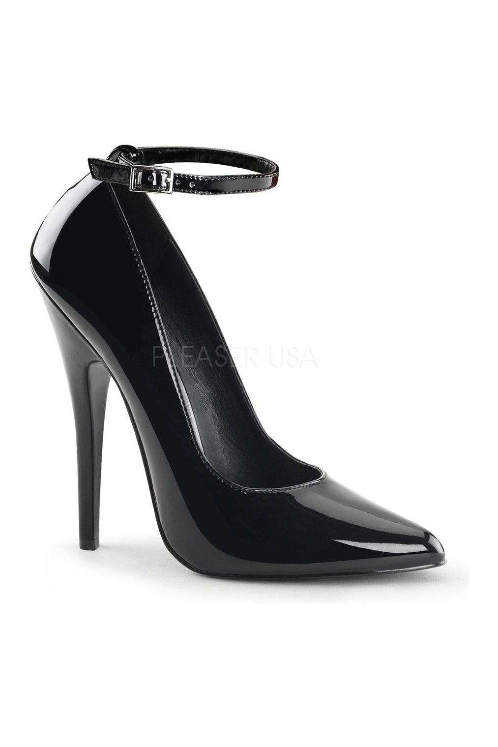 Black Patent Leather DOMINA - 431 High - Heel Ankle Strap Pumps