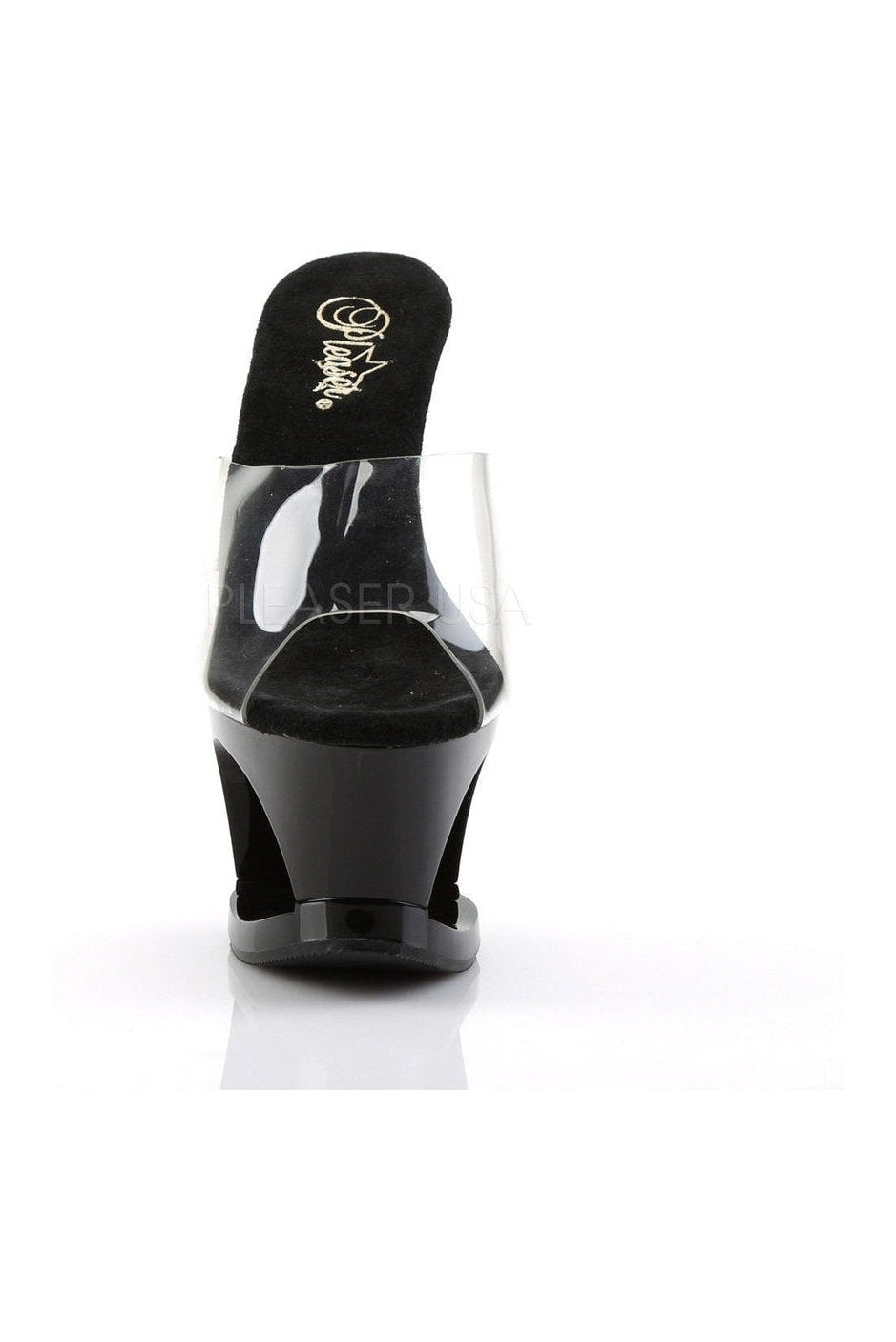 Black Vinyl MOON-701HRS High Heel Platform Slide Sandals