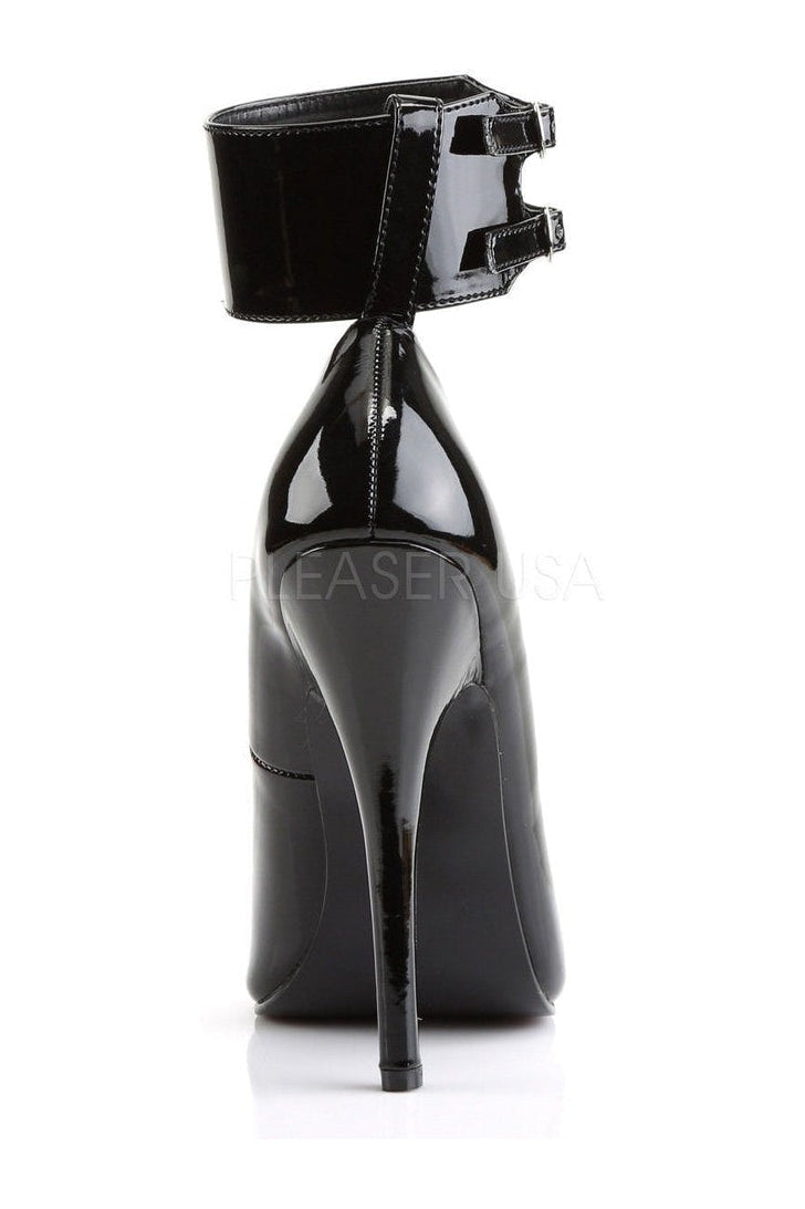 Stylish DOMINA-434 Black Patent High Heel Pump Shoes with Interchangeable Ankle Cuffs