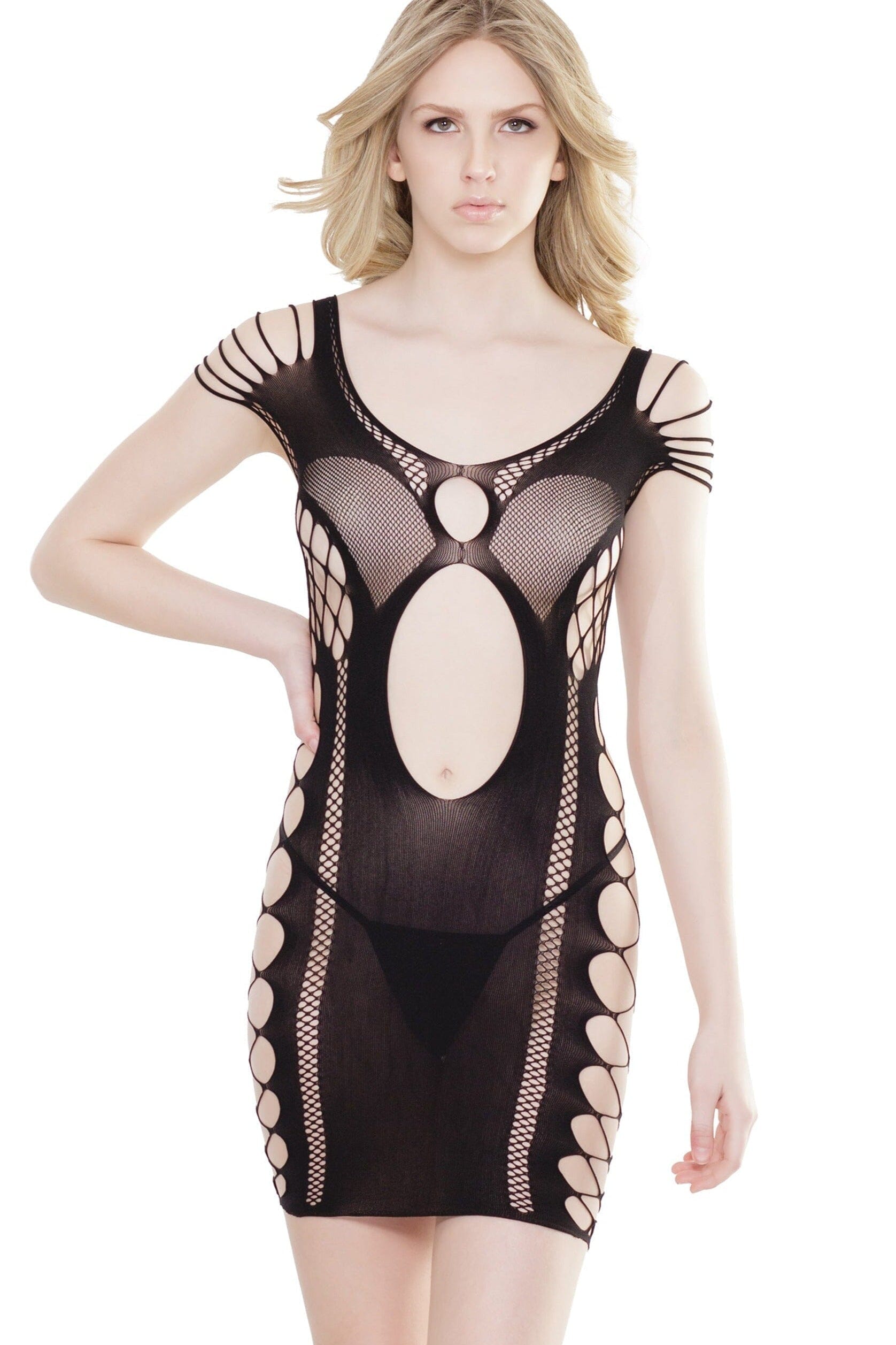 Stylish Coquette Tank Dress Featuring Keyhole Cutouts and Fence Net Sides