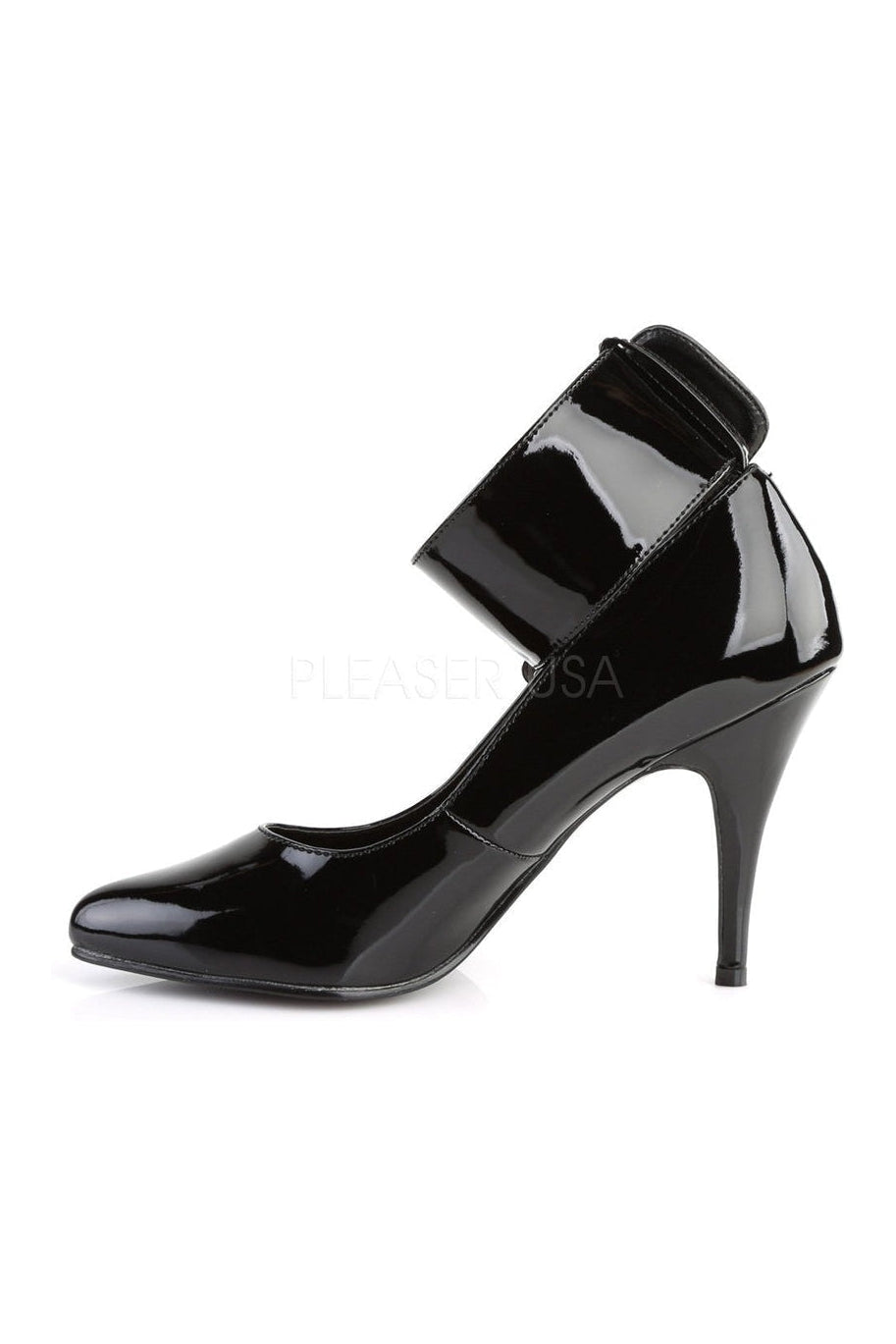 Stylish Black Patent Vanity-434 Ankle Cuff Pump with 4' Heel
