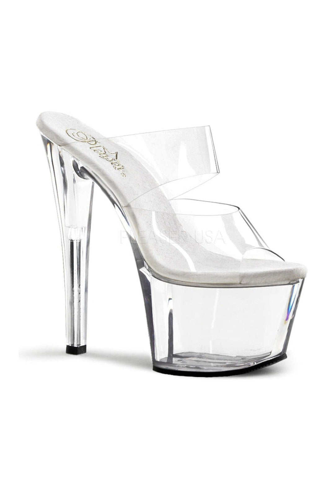 SKY-302 Clear Vinyl Platform Slide Sandals for Fashionable Wear