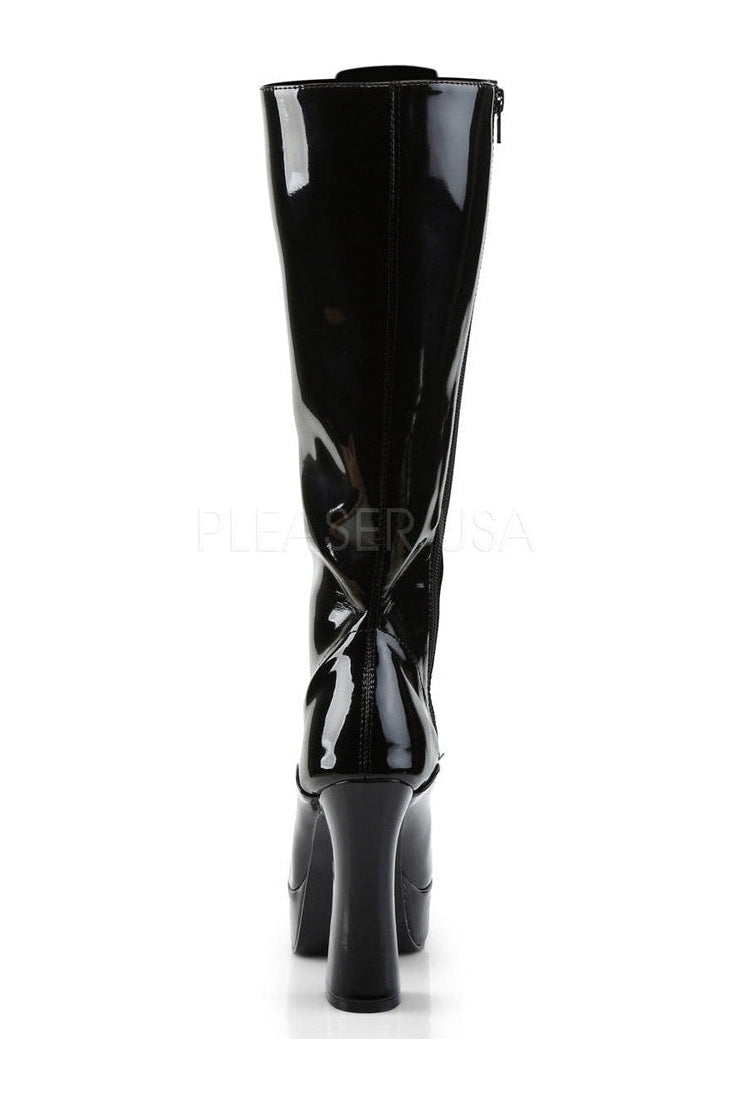 2020 ELECTRA Black Patent Platform Knee Boot with Stylish Lace Front