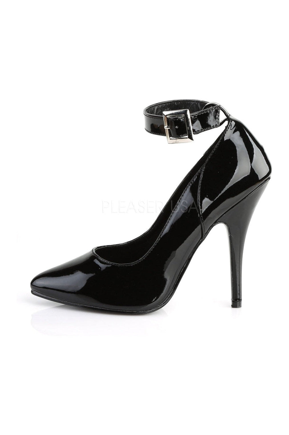 Stylish Black Patent SEDUCE-431 Ankle Strap Pump for Fashionable Wear