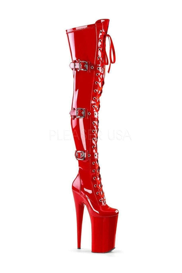 Red Patent Leather BEYOND - 3028 High - Fashion Platform Thigh - High Boots