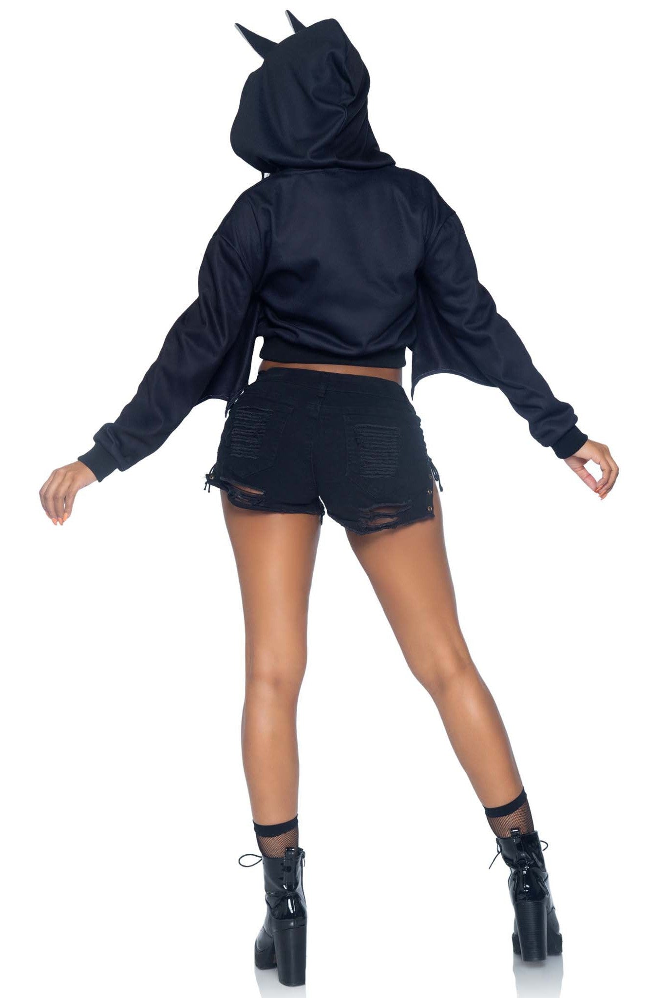 Bat-themed Cropped Fashion Hoodie by Leg Avenue