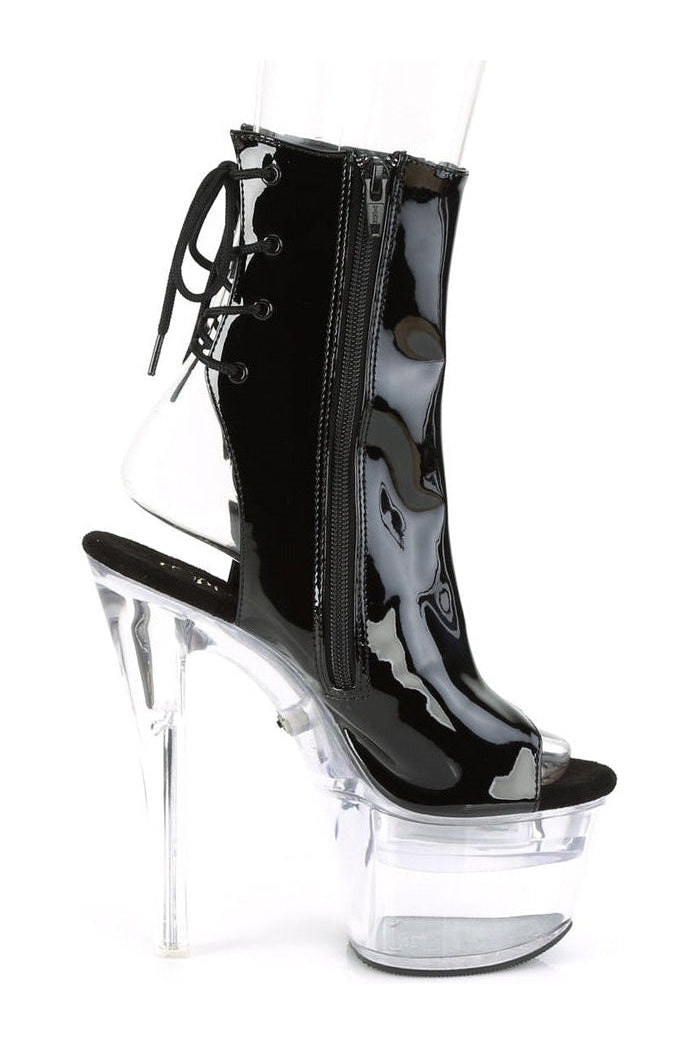 Black Patent Platform Ankle Boot FLASHDANCE-1018-7 with USB Chargeable LED Lights