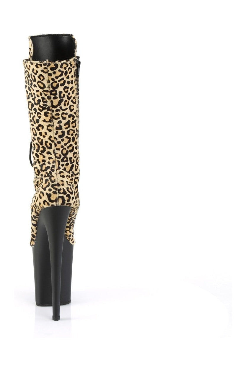 Pleaser Brand FLAMINGO-1050LP Ankle Boot with Animal Faux Suede Material