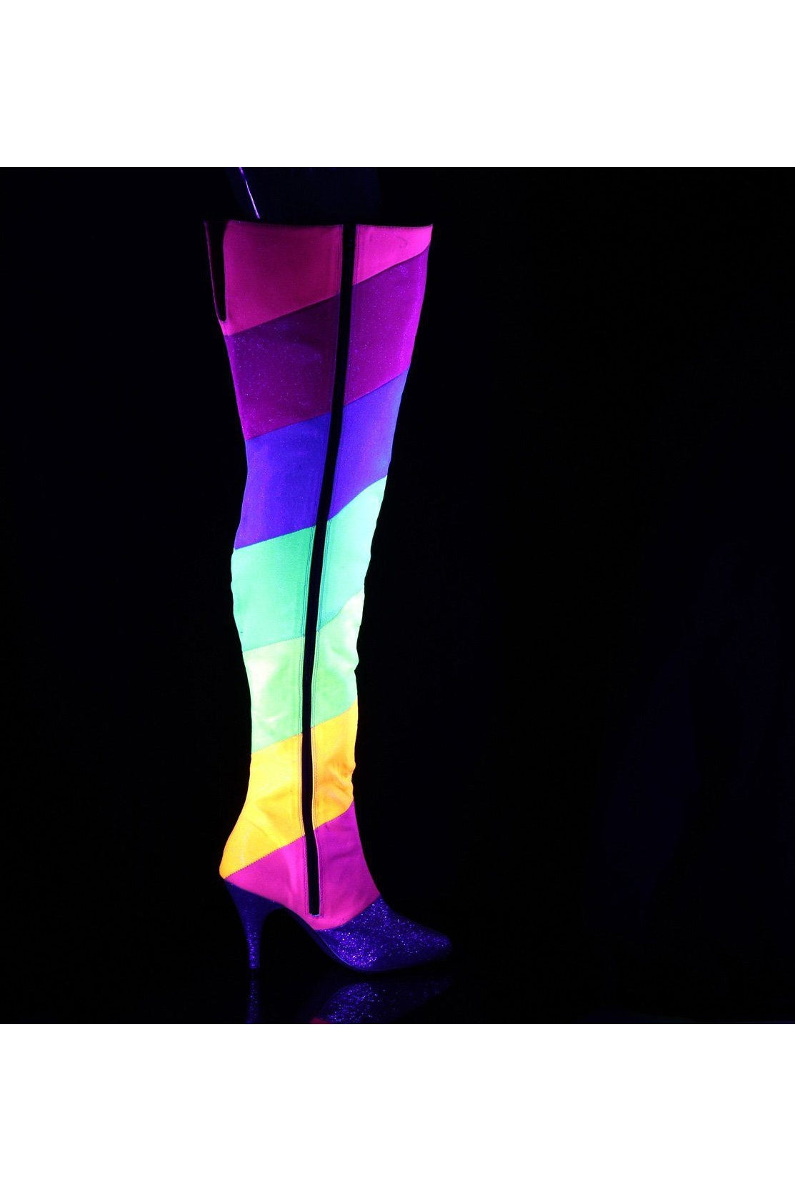 Rainbow Colored Faux Leather DREAM - 3012RBG Thigh - High Fashion Boots