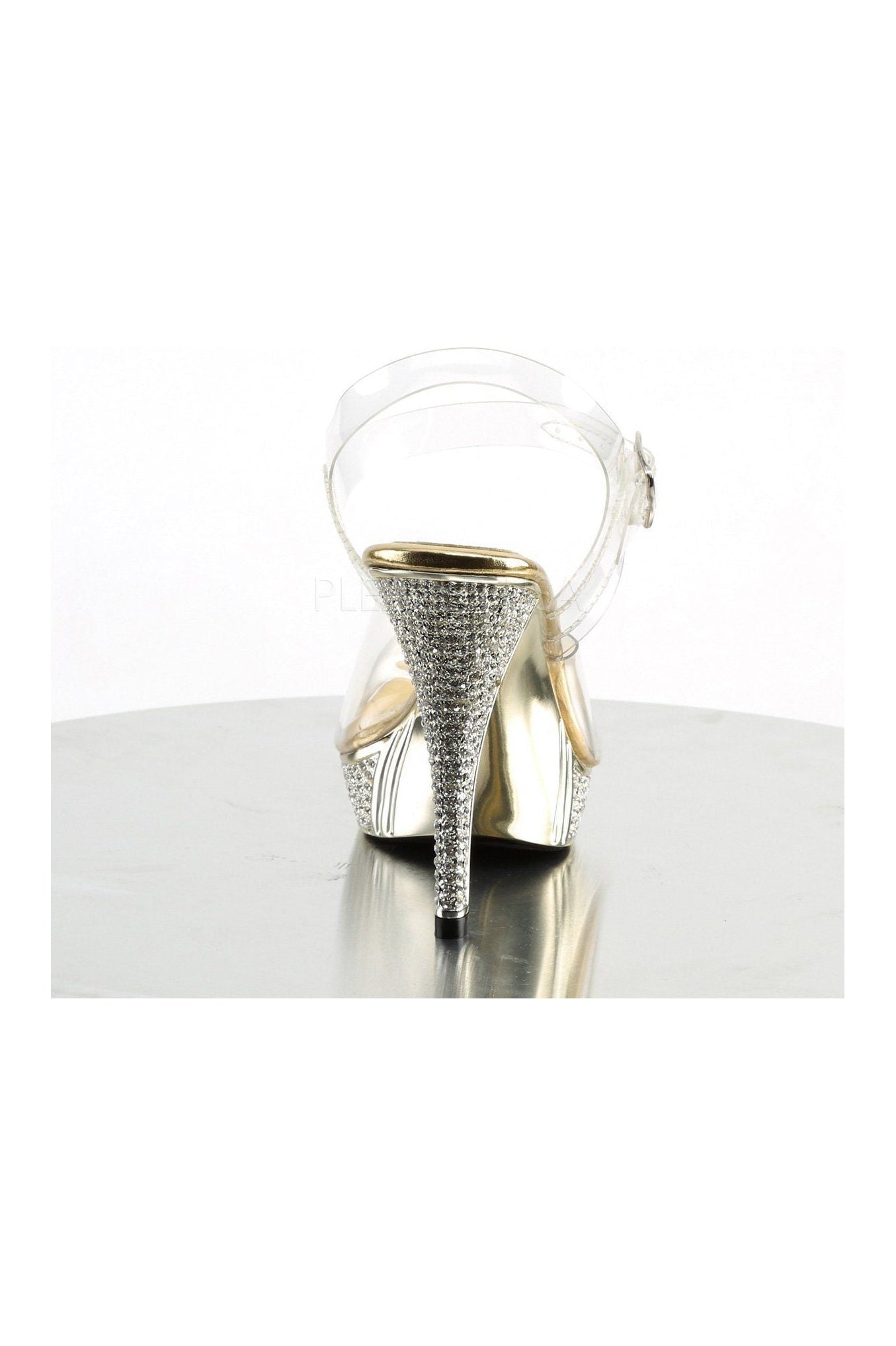 Stylish ELEGANT - 408 Clear Vinyl Slide Sandals with Rhinestone Embellishments