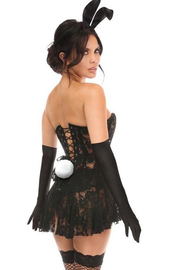 Alluring Black Bunny-themed Corset Costume Dress for a Seductive Look