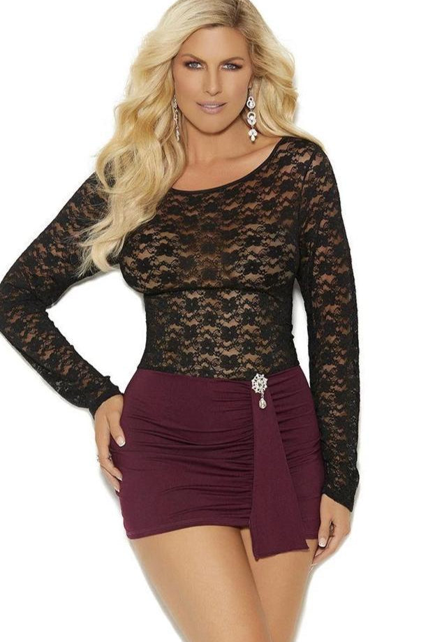 Plus Size Long-Sleeved Mini Dress for Women - Ideal Fashion Choice