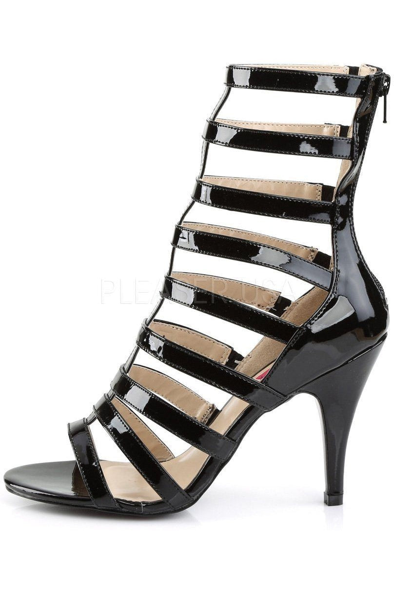 Stylish Black Patent Strappy Ankle Boot - DREAM - 438 with 4 - inch Heel