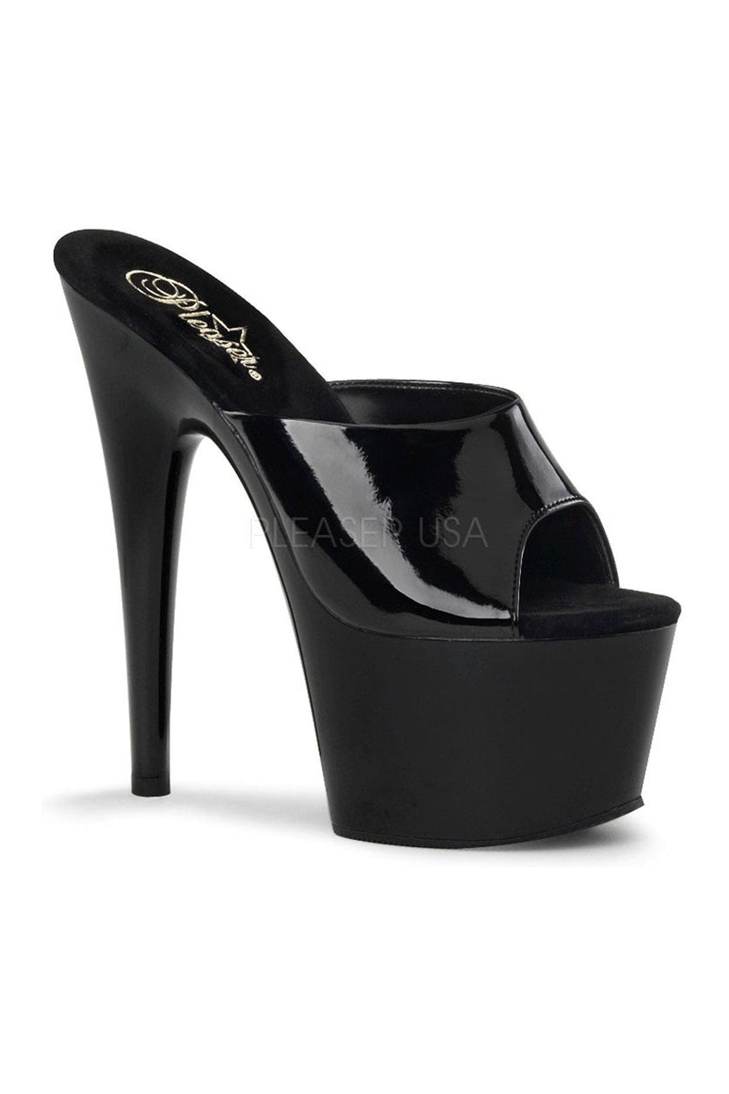 ADORE-701 Women's Black Patent Leather Platform Slide Sandals