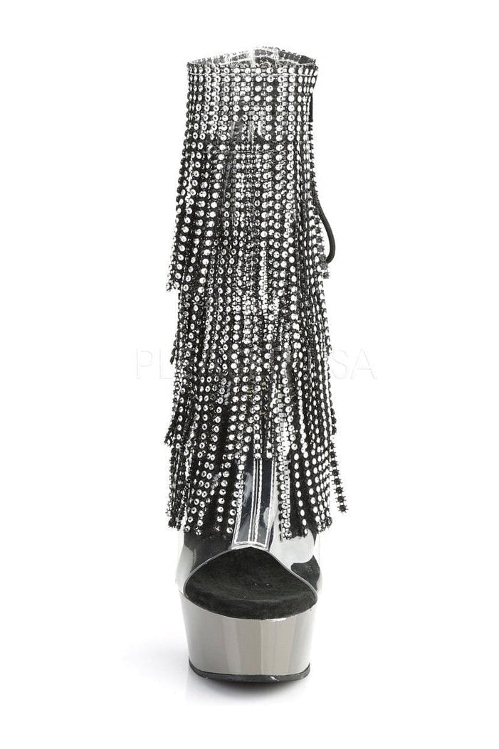 Black Vinyl DELIGHT-1017RSF Fashion Platform Ankle Boot with Stylish Design