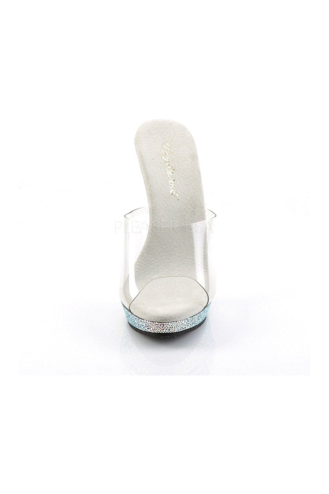 Clear Vinyl LIP - 101DM Platform Slide with Rhinestones