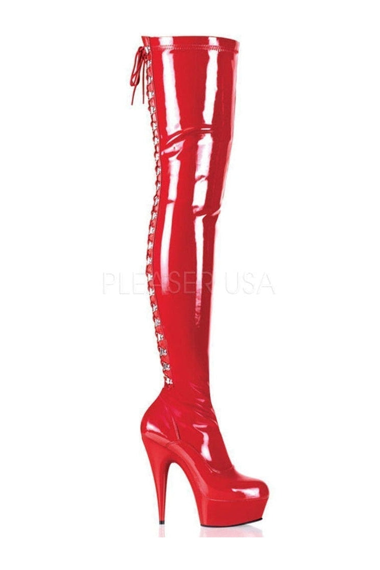 Red Patent Leather DELIGHT-3063 Platform Thigh High Boots
