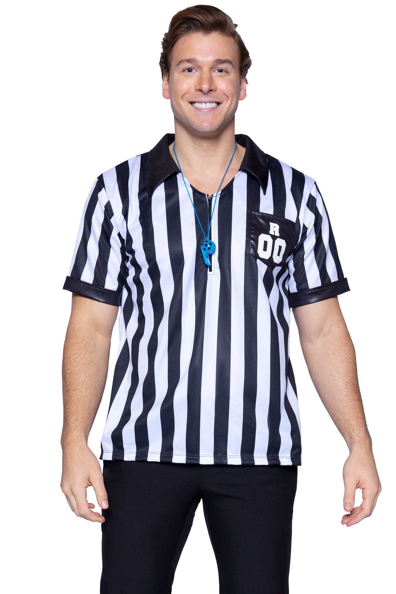 2-Piece Men's Professional Referee Shirts with Whistle