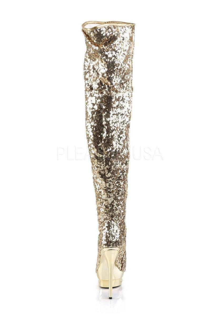 Stylish Gold Sequined BLONDIE-R-3011 Platform Thigh High Boots