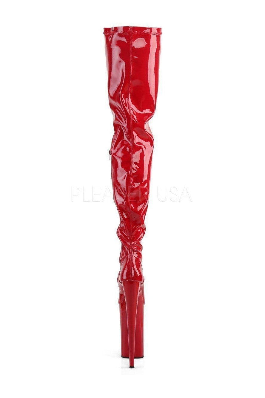 BEYOND-4000 Red Patent Stretch Platform Boot with High Heel