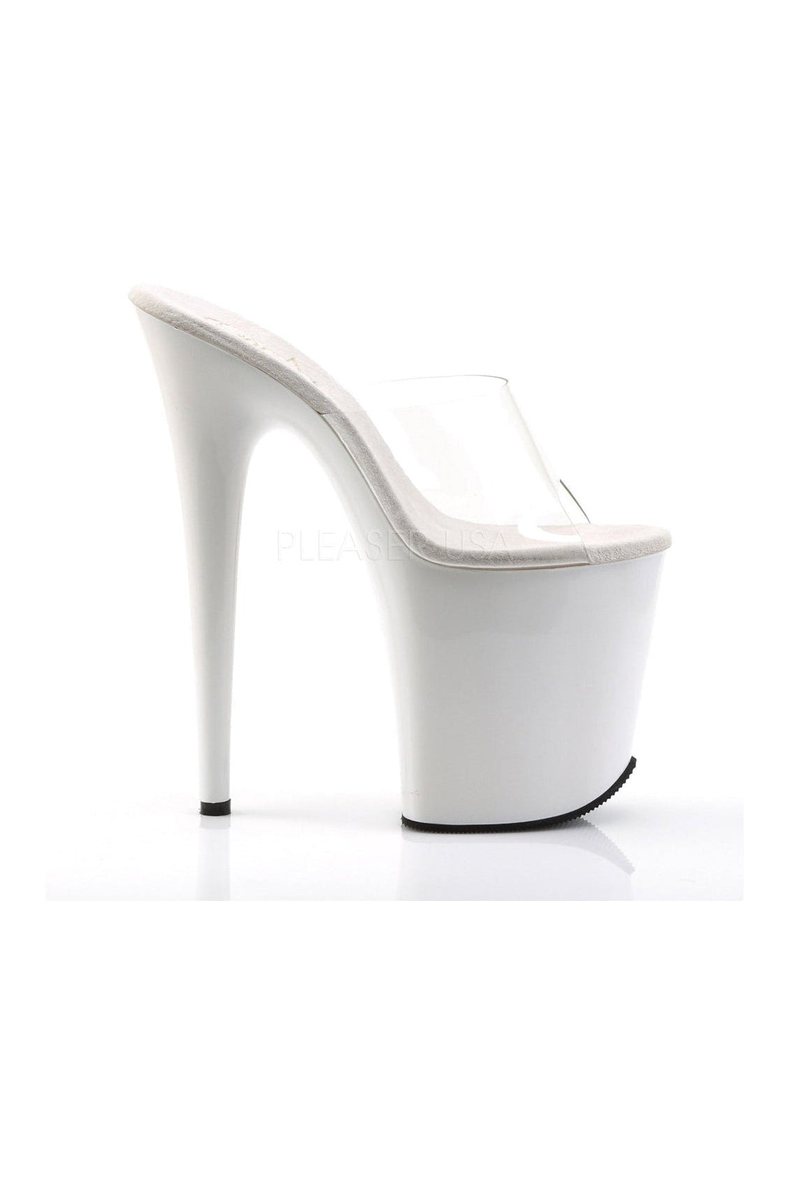 Clear Vinyl FLAMINGO - 801 Platform Slide with Stiletto Heel