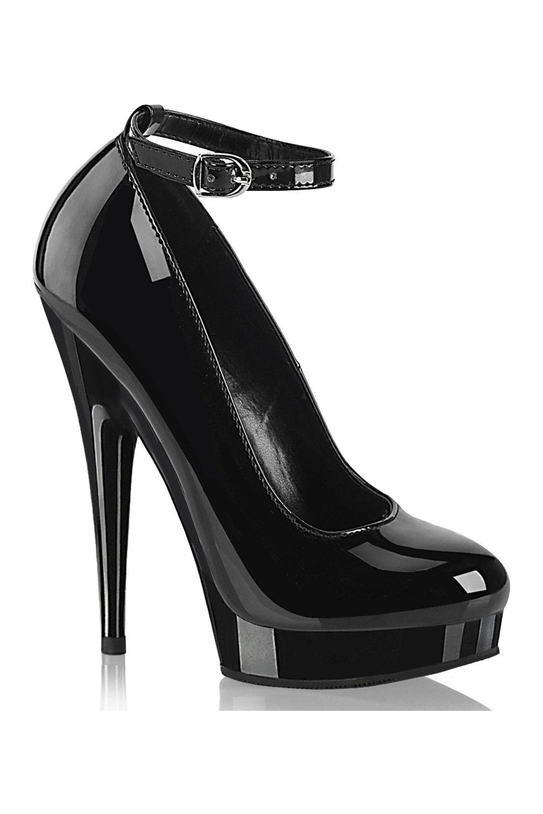 Fabulicious Black Patent Ankle Strap SULTRY-686 High Heel Pumps