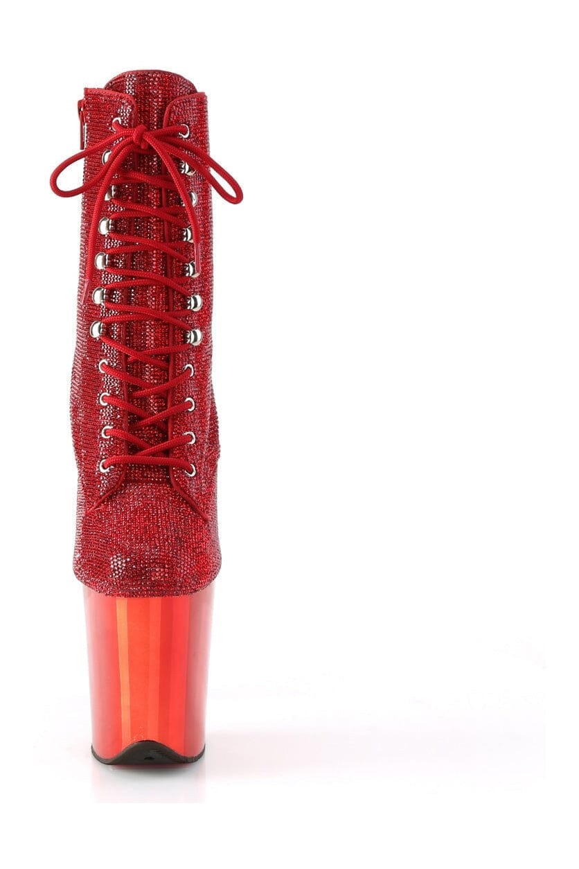 Pleaser Brand FLAMINGO-1020CHRS Red Artificial Suede Women's Ankle Boots for Fashion