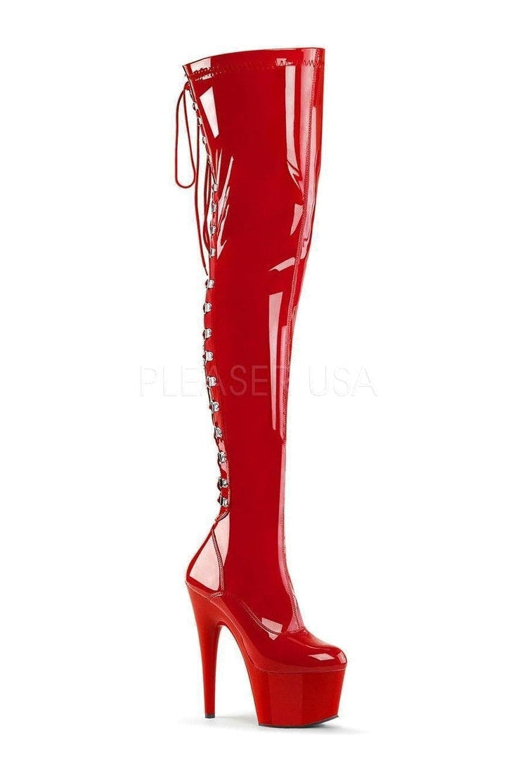 Red Patent Leather ADORE-3063 High Fashion Platform Thigh - High Boots