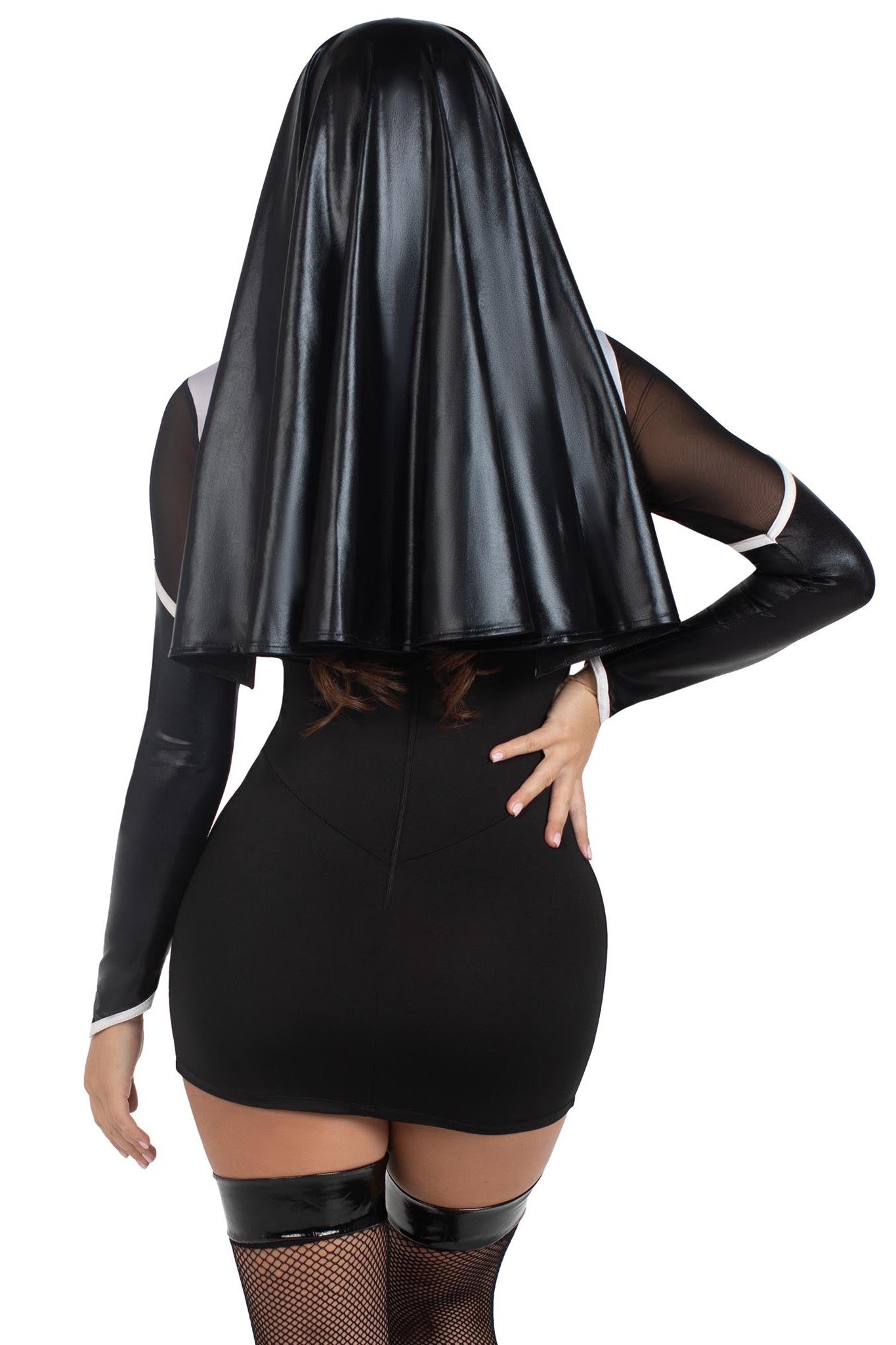 Two-Piece Holy Hottie Boned Garter Dress with Nun Habit Costume