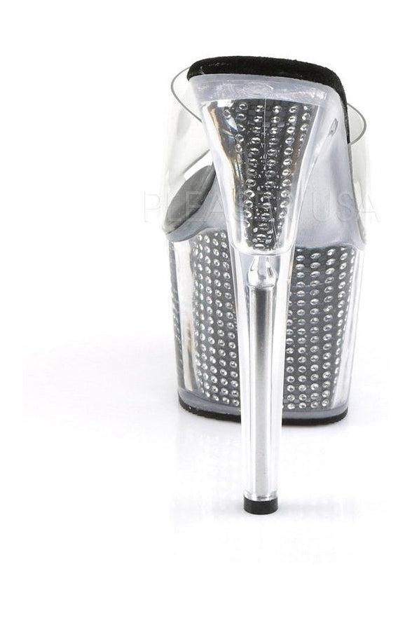 ADORE-701SRS Women's Black Vinyl Platform Slide Sandals with Stiletto Heel