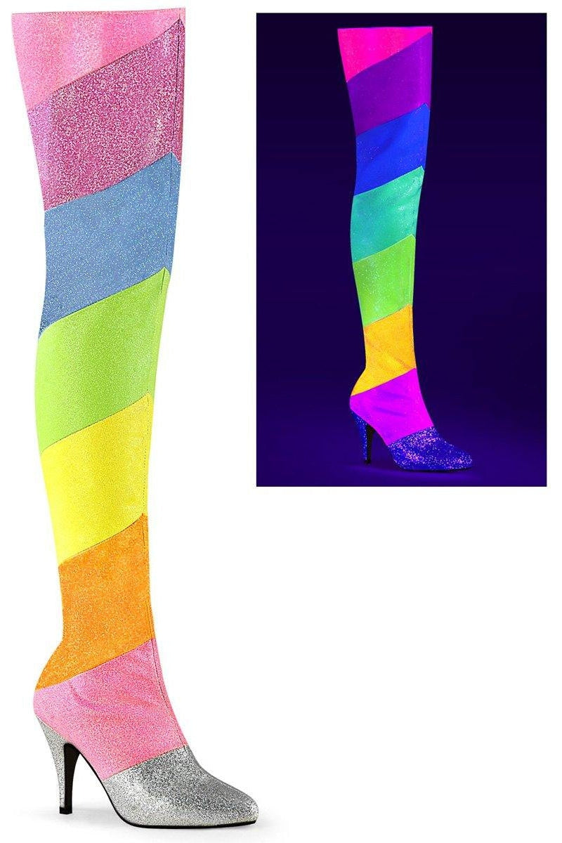 Rainbow Colored Faux Leather DREAM - 3012RBG Thigh - High Fashion Boots