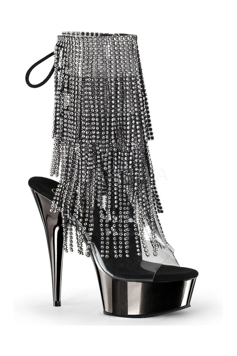 Black Vinyl DELIGHT-1017RSF Fashion Platform Ankle Boot with Stylish Design