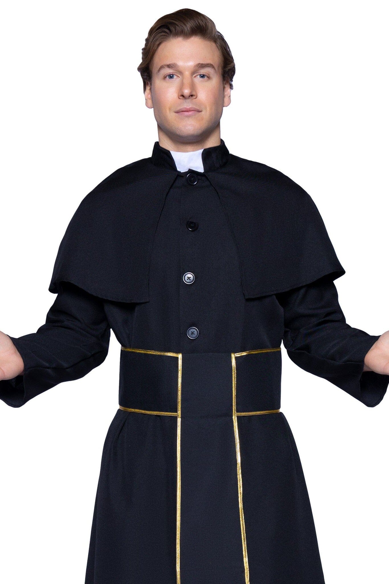 Leg Avenue 2-Piece Imported Priest Costume with Attached Cape and Cross Belt