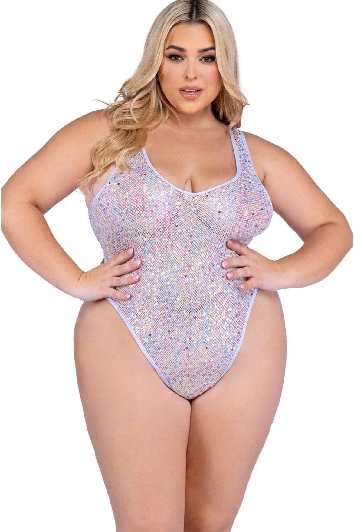 Glamorous Sequin-Embellished Fishnet Romper for Trendy Look